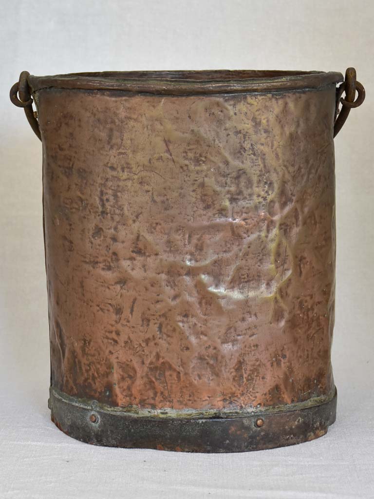 19th Century French copper bucket from a winemaker - tall 12½"