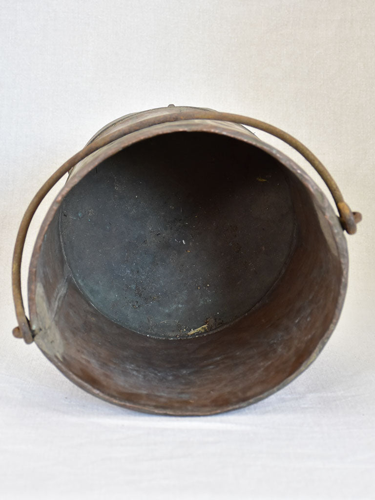 19th Century French copper bucket from a winemaker - tall 12½"