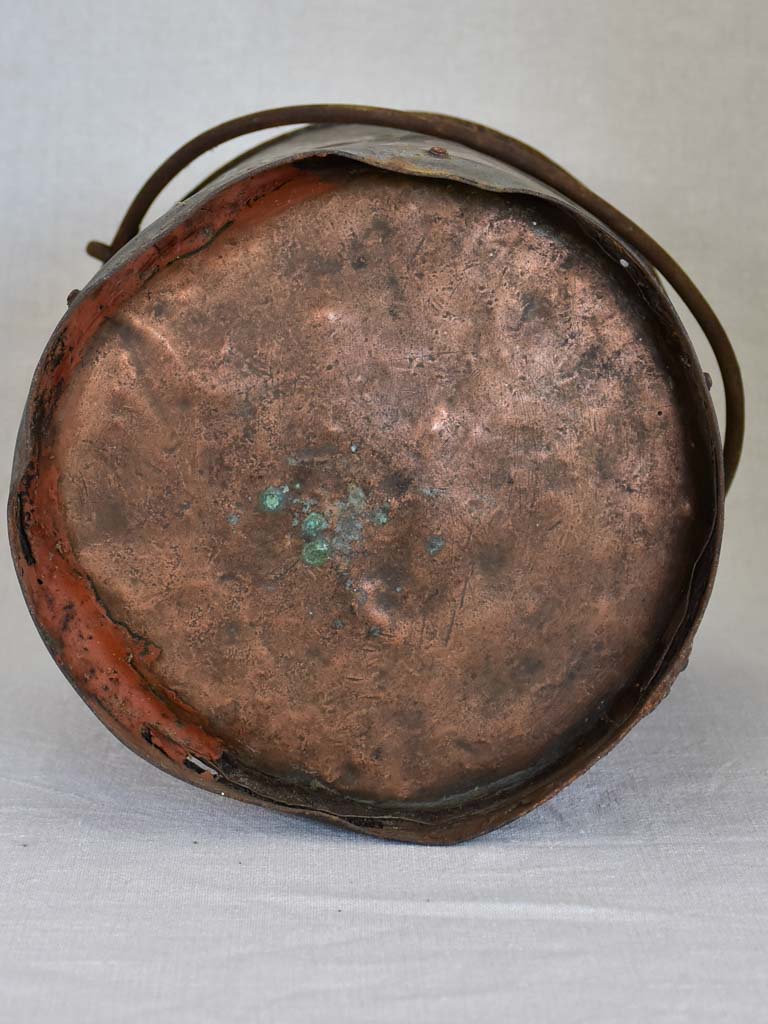 19th Century French copper bucket from a winemaker - tall 12½"