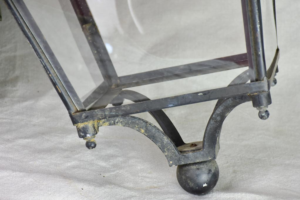 Pair of very large antique French lanterns with black and green patina