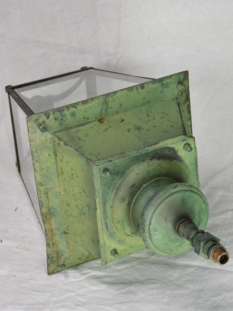 Pair of very large antique French lanterns with black and green patina