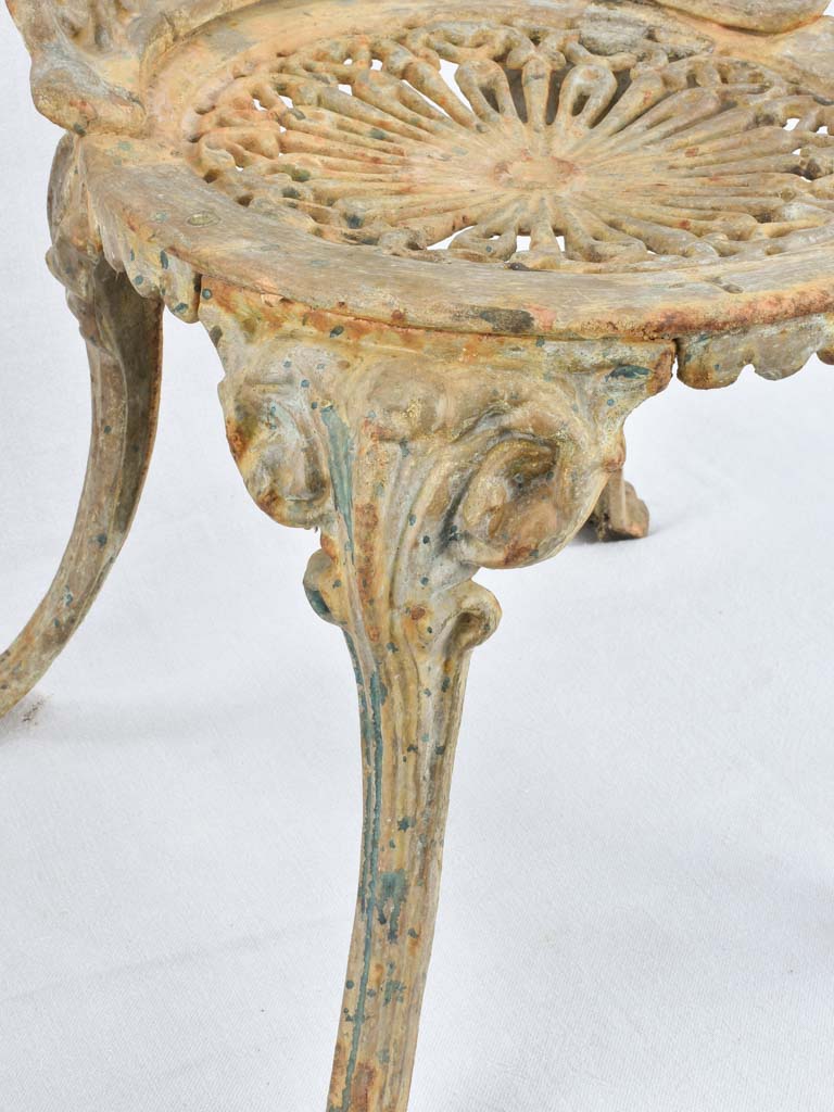 Pair of cast iron children's garden chairs - verdigris patina