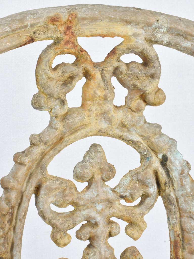 Pair of cast iron children's garden chairs - verdigris patina