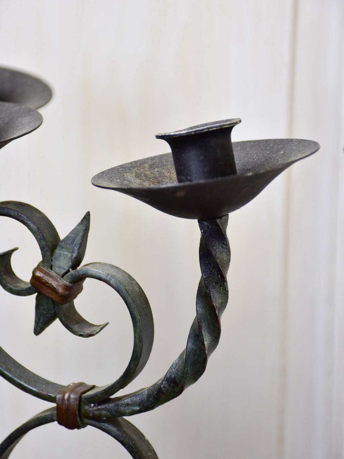 Pair of antique French candlesticks - wrought iron