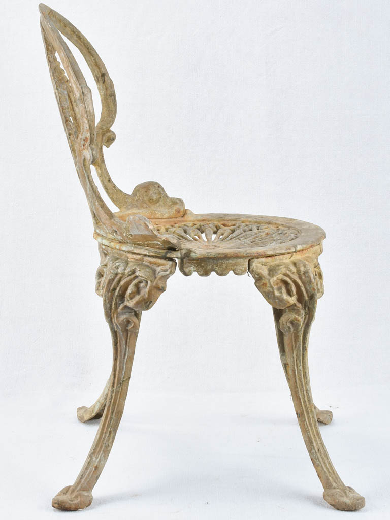 Pair of cast iron children's garden chairs - verdigris patina
