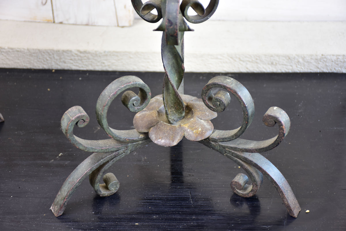 Pair of antique French candlesticks - wrought iron