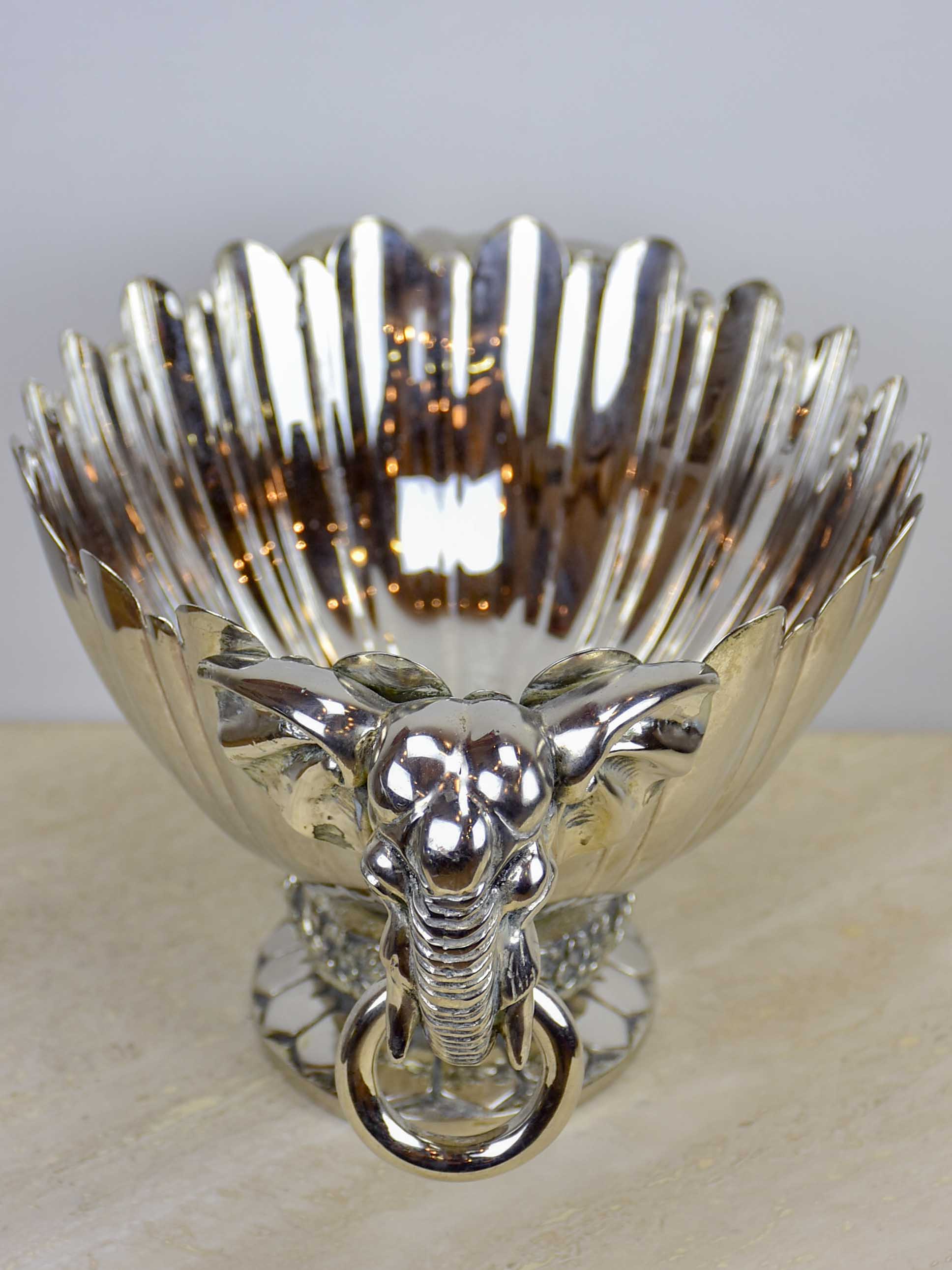 Antique French champagne bucket with elephant handles