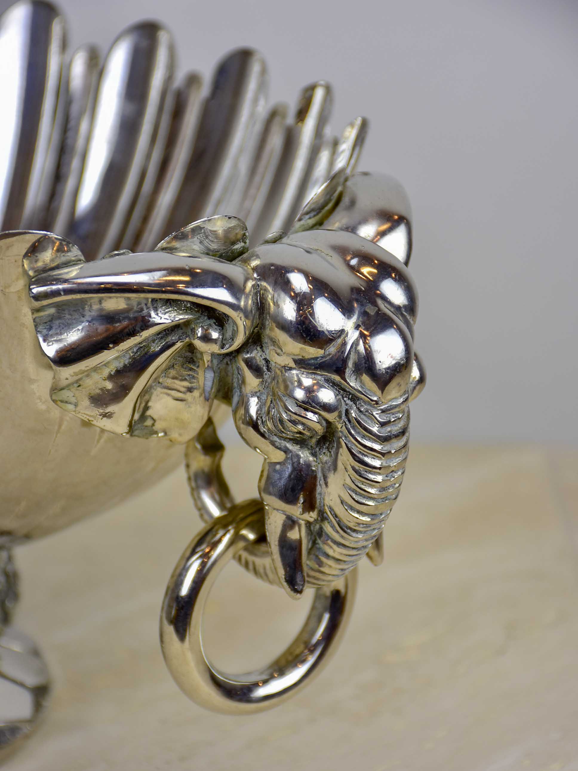 Antique French champagne bucket with elephant handles