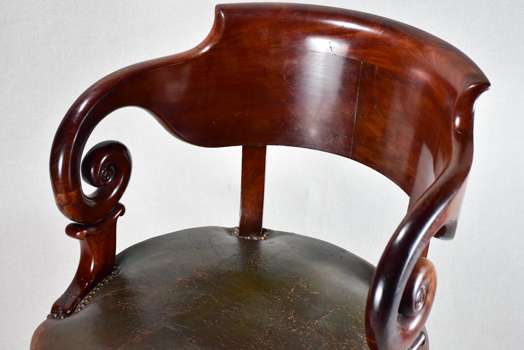 Early 19th-century Restauration office armchair - mahogany & leather