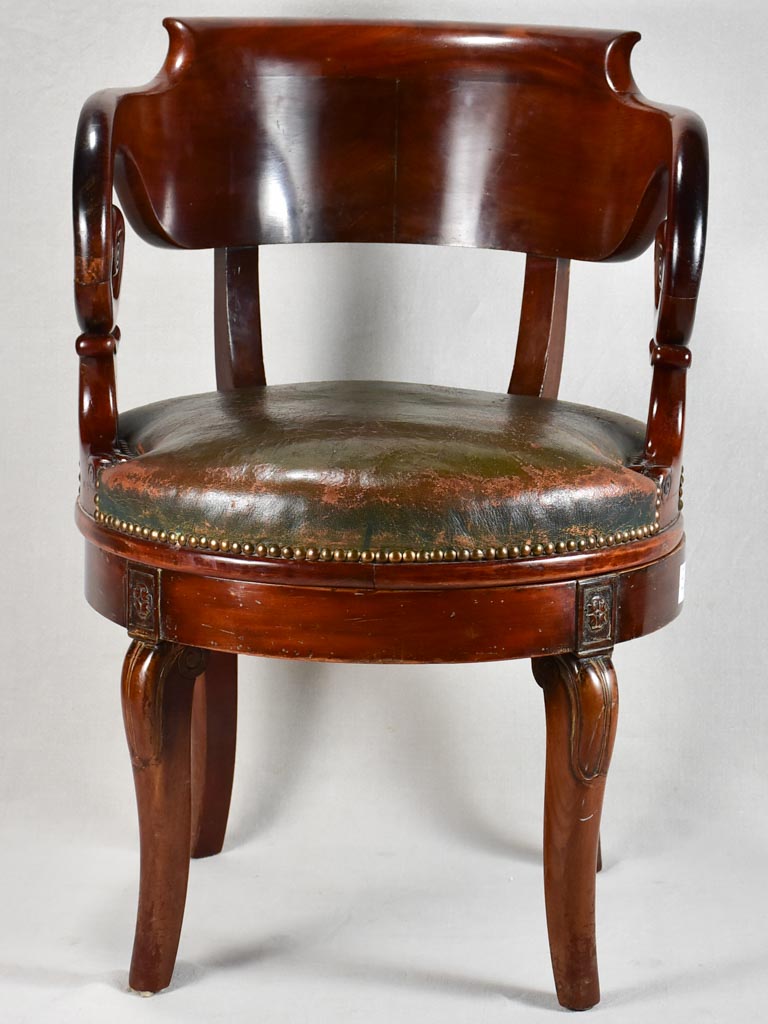 Early 19th-century Restauration office armchair - mahogany & leather