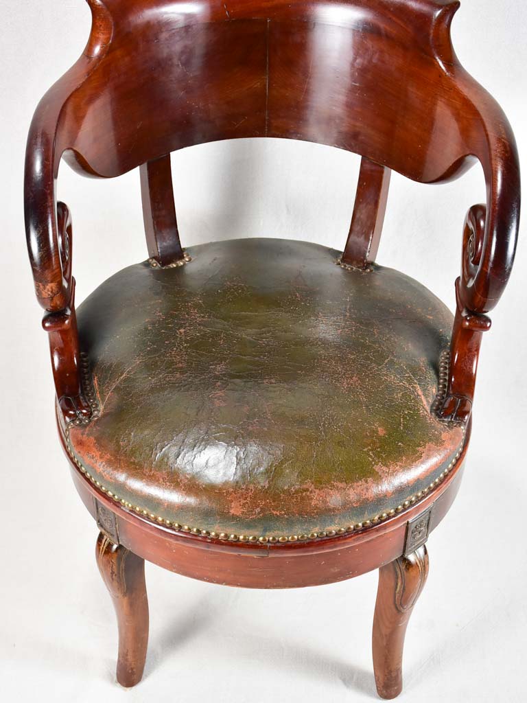 Early 19th-century Restauration office armchair - mahogany & leather