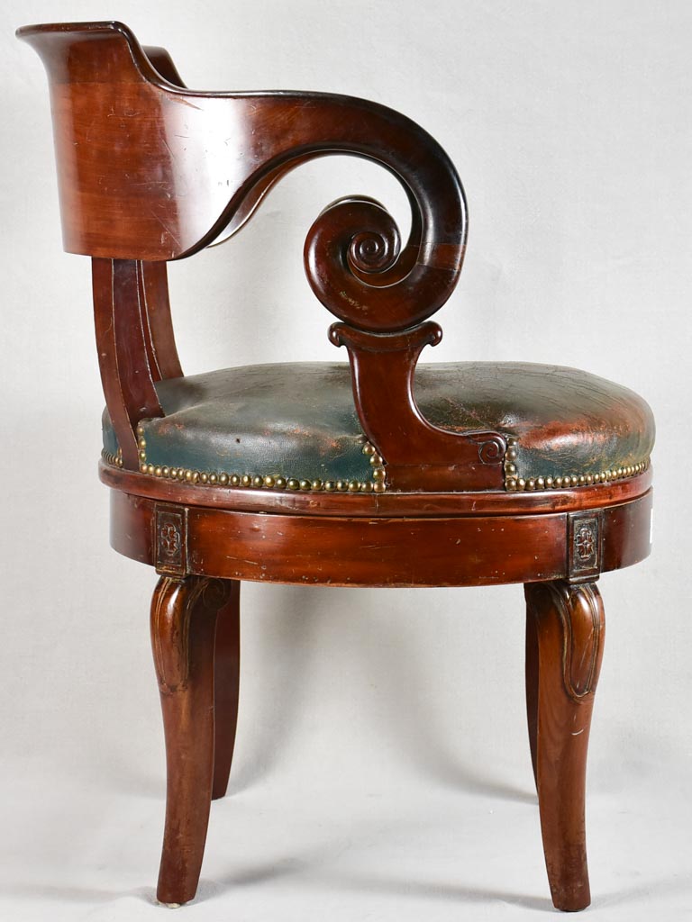 Early 19th-century Restauration office armchair - mahogany & leather