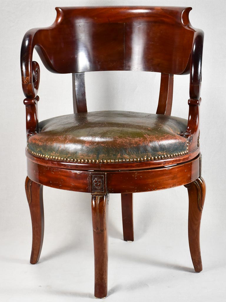 Early 19th-century Restauration office armchair - mahogany & leather