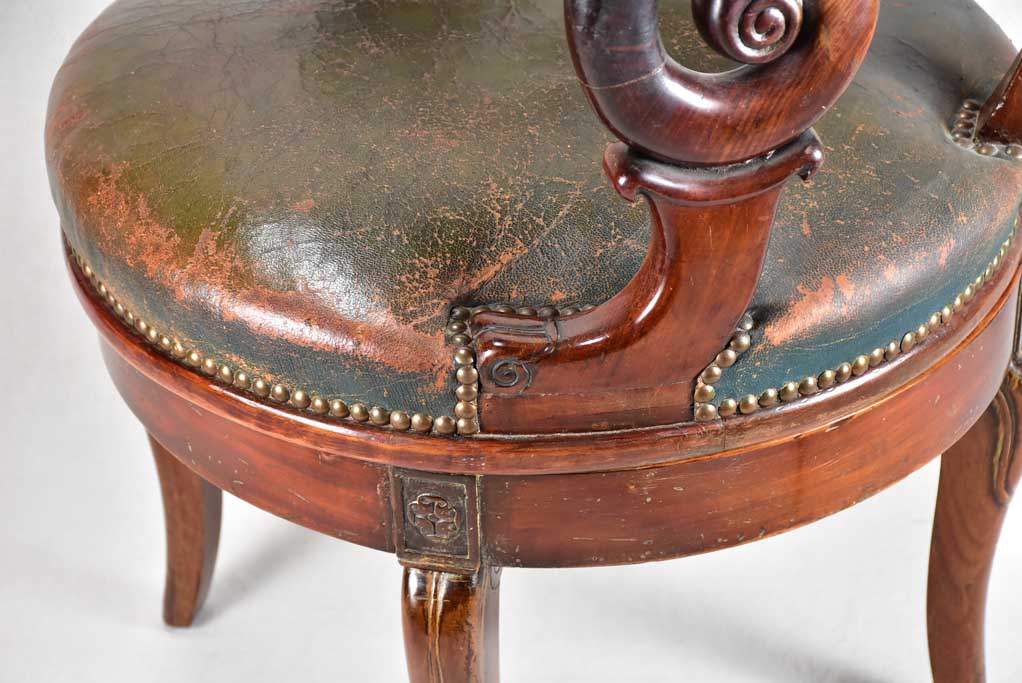 Early 19th-century Restauration office armchair - mahogany & leather