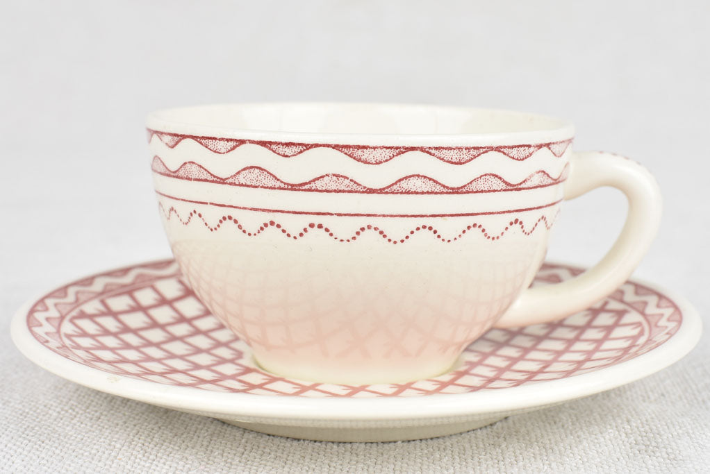 Pair of 1950s Gien coffee cups and saucers