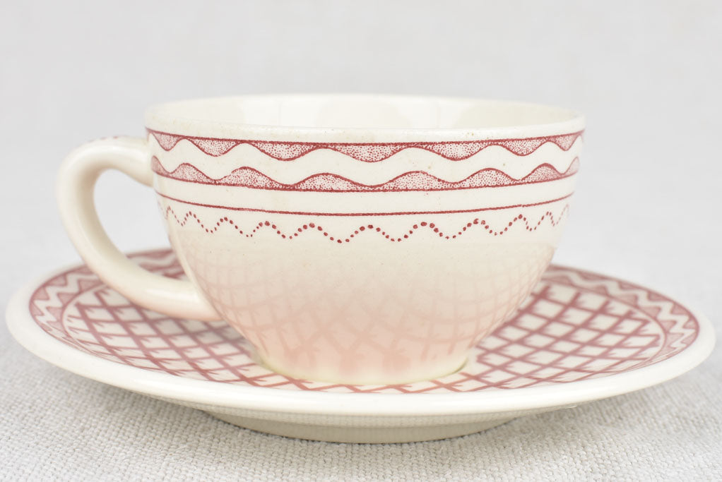 Pair of 1950s Gien coffee cups and saucers