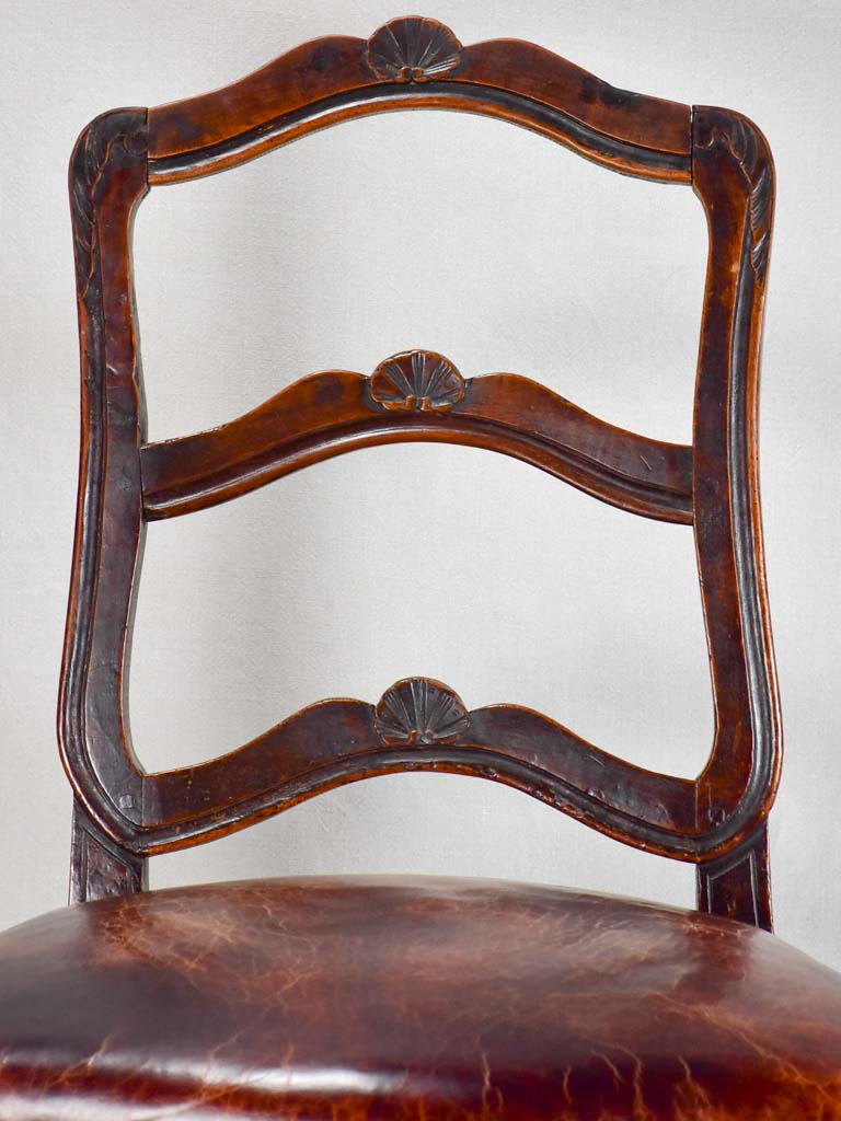 18th-century Louis XVI walnut chair with leather