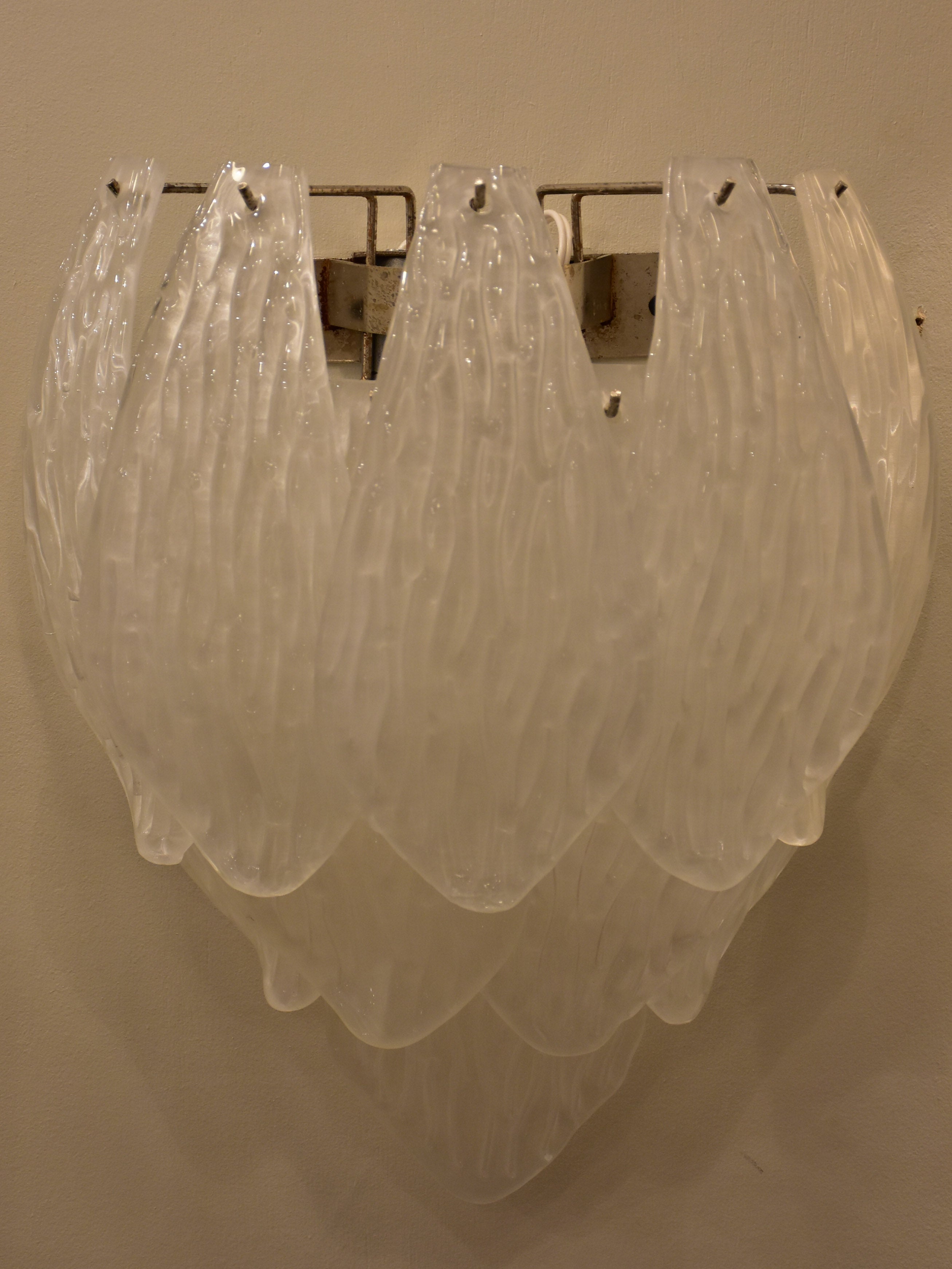 Pair of vintage Murano glass wall sconces - waterfall