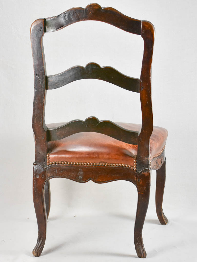 18th-century Louis XVI walnut chair with leather