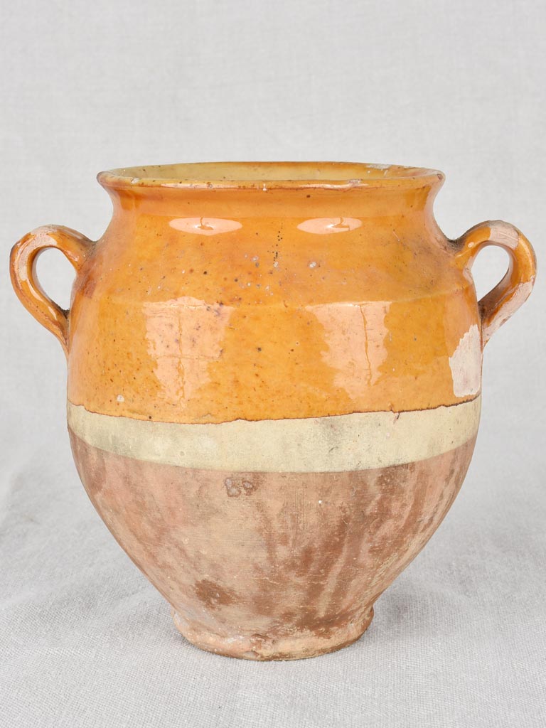 Confit pot, ocher, antique, small 7½"