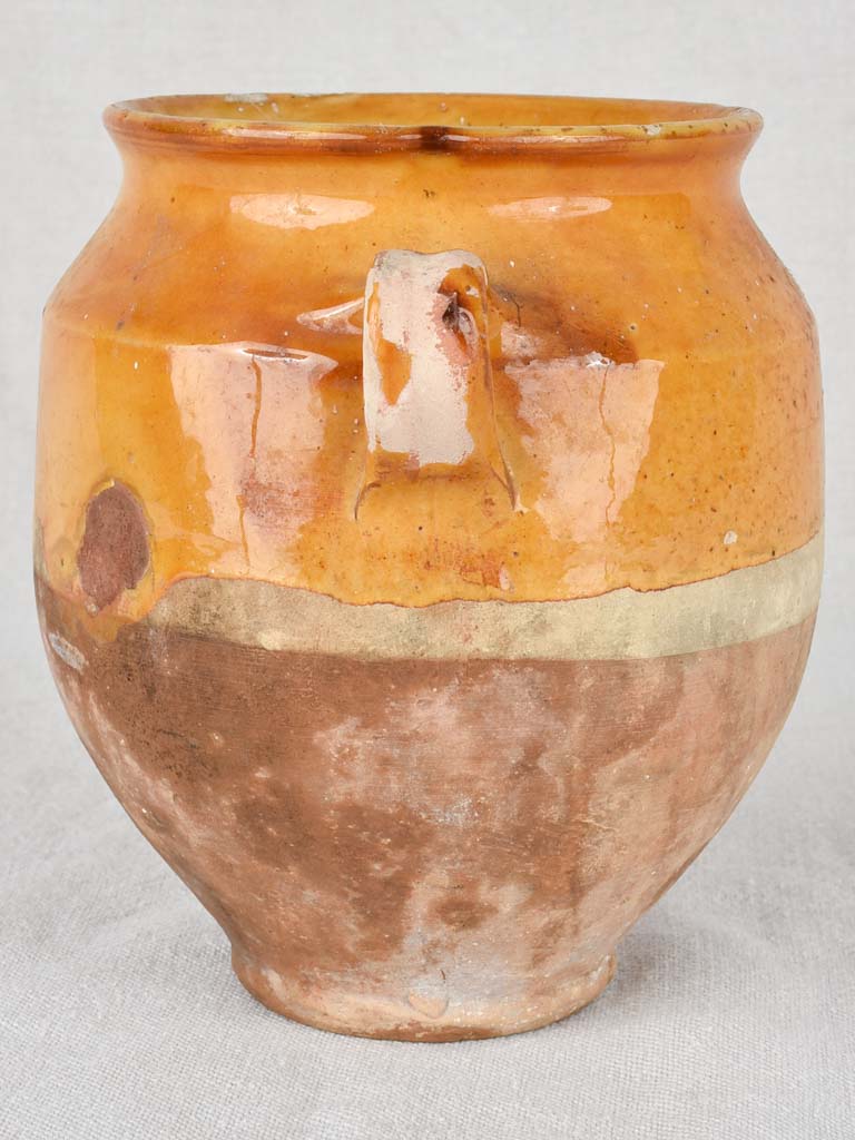 Confit pot, ocher, antique, small 7½"