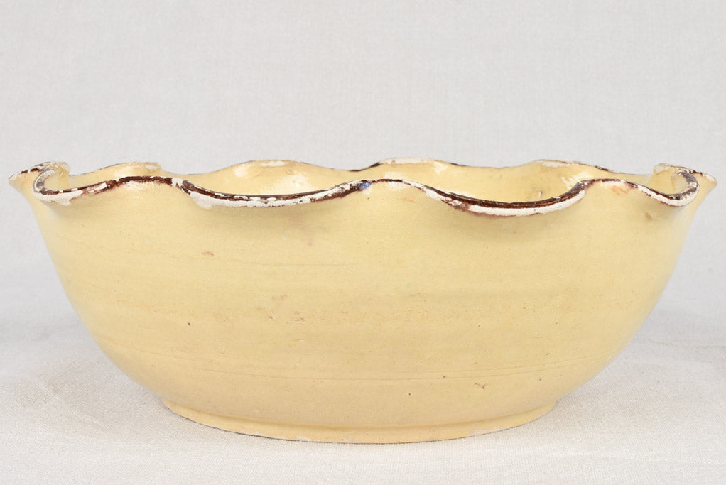 1950s salad bowl from Dieulefit with rippled edge 12¼"