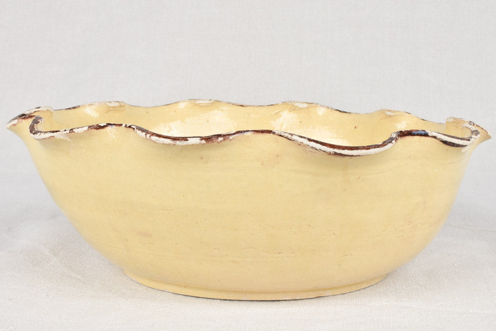 1950s salad bowl from Dieulefit with rippled edge 12¼"