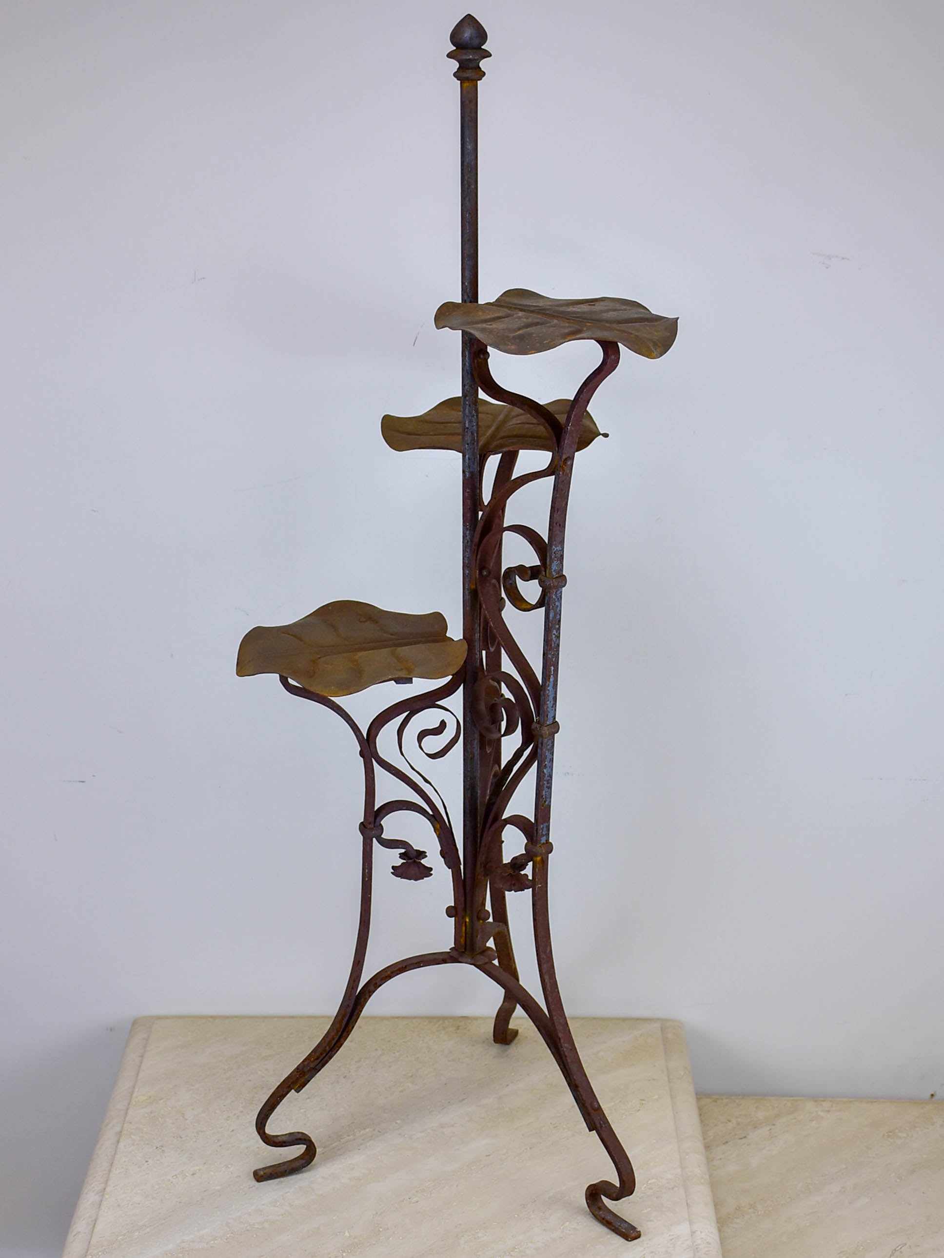 antique pot plant stand Antique French plant stand with lily pad leaves