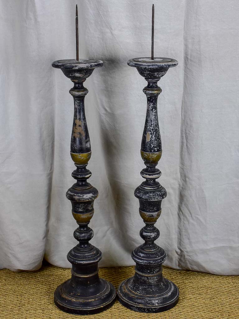 Very large pair of antique Italian candlesticks - 19th Century