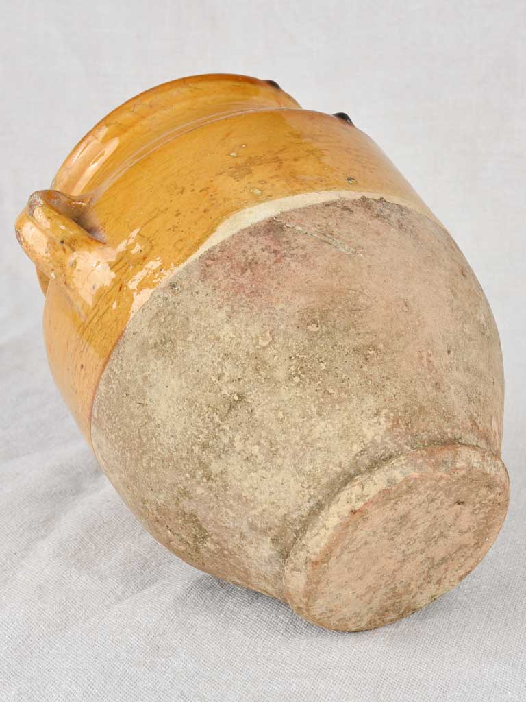 Petite antique French confit pot, yellow ocher 8"