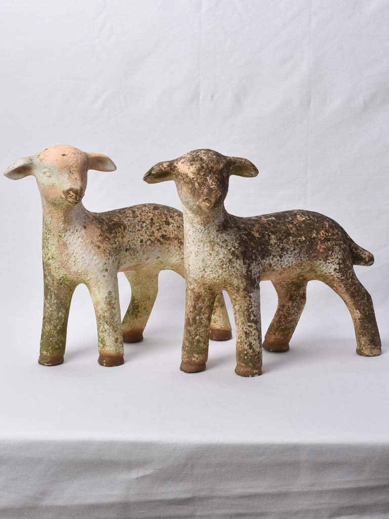 Pair of lamb sculptures 18"