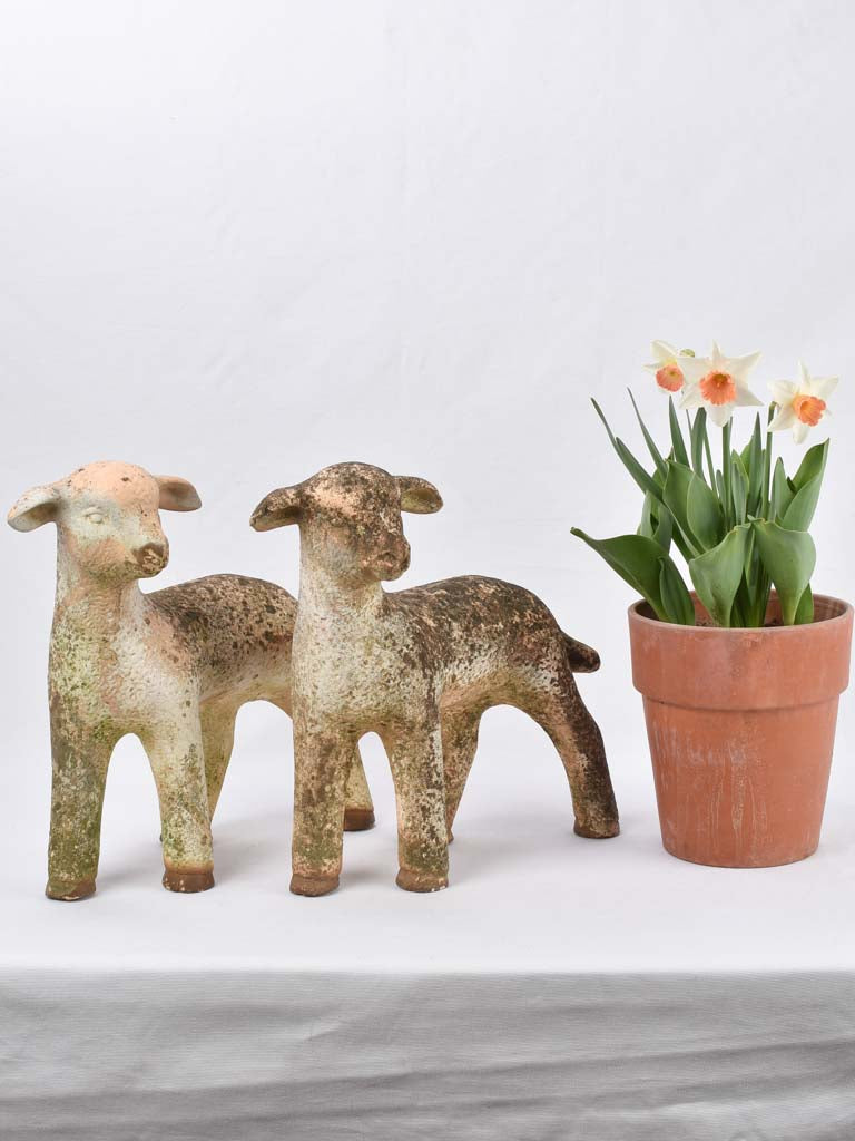 Pair of lamb sculptures 18"