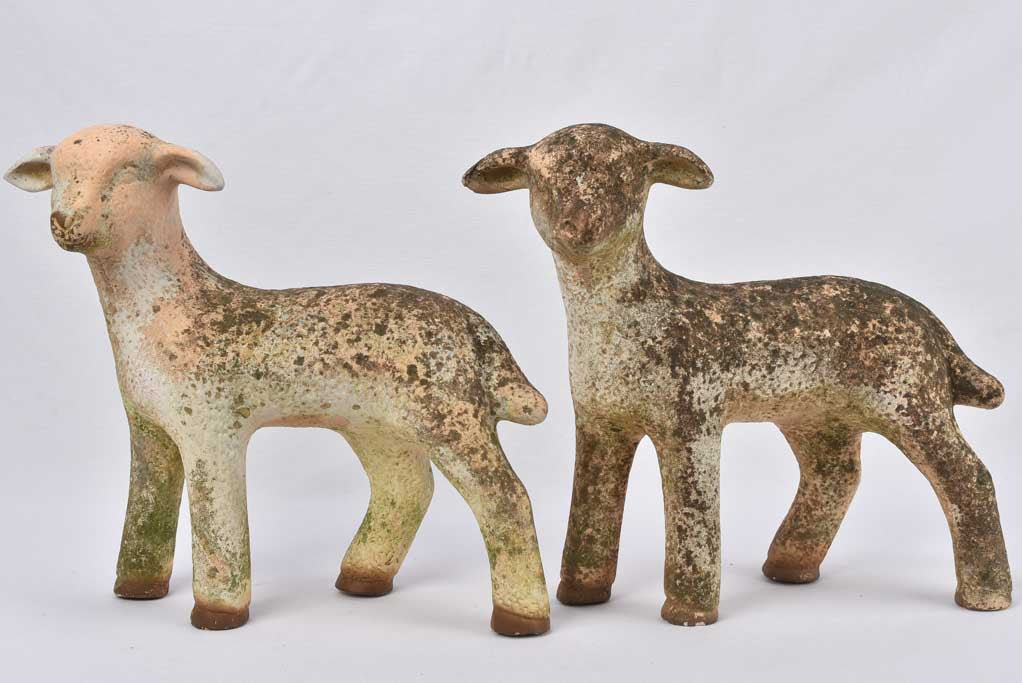 Pair of lamb sculptures 18"