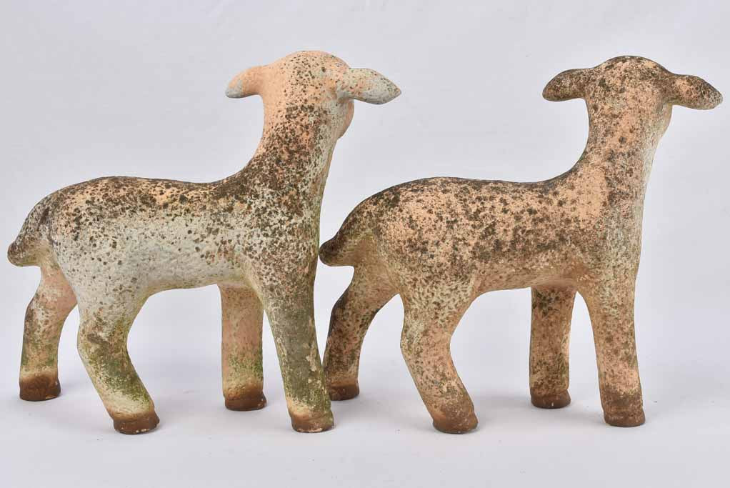 Pair of lamb sculptures 18"