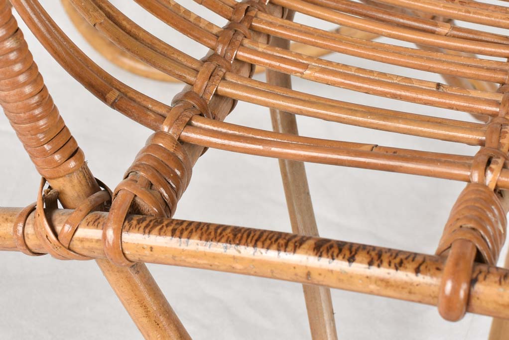 Vintage large wicker armchair, high-back