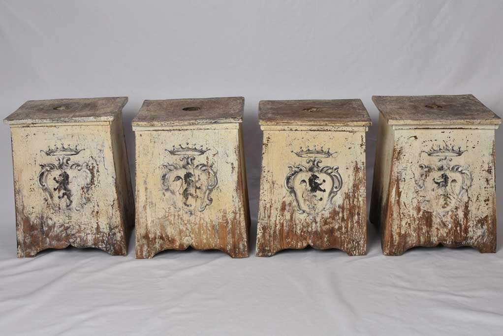 4 antique Italian stools - hand painted 18½"