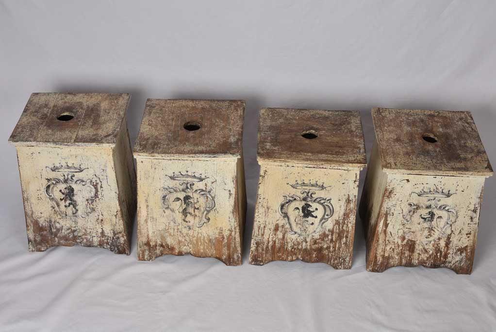 4 antique Italian stools - hand painted 18½"