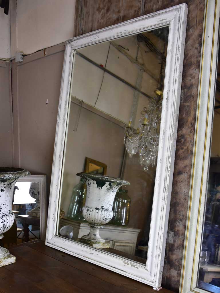 Very large 19th Century French mirror with white patina 67" x 43¼"