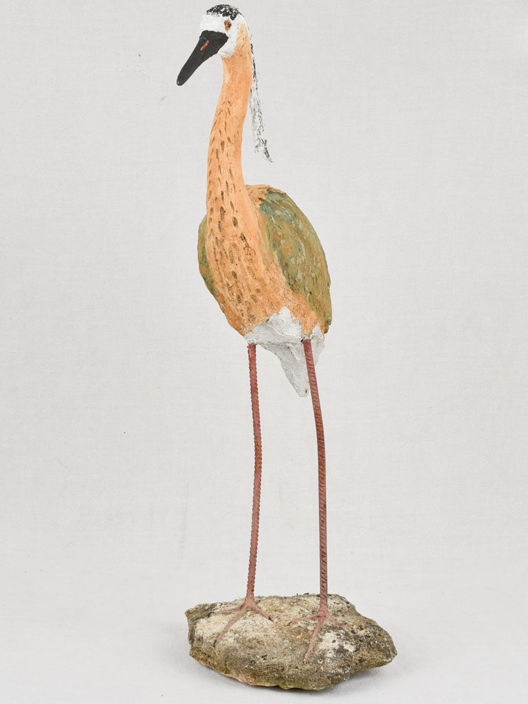 Full-height heron stone art piece