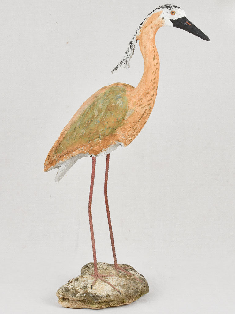 Artisan-crafted stone heron sculpture