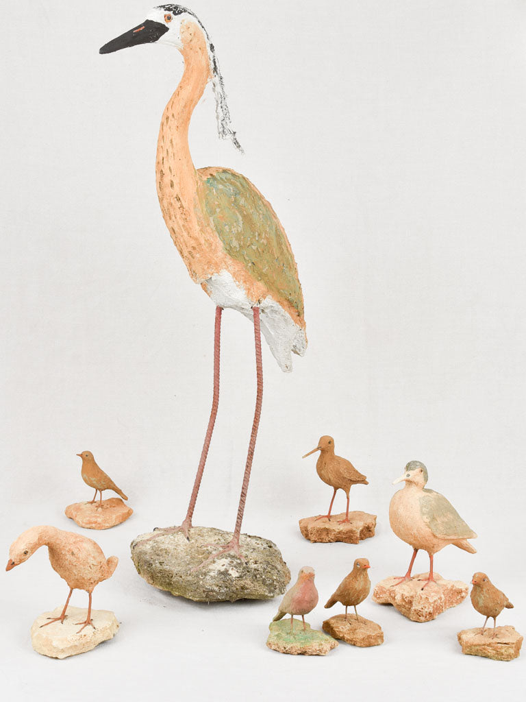 Lifelike stone heron from local artisan