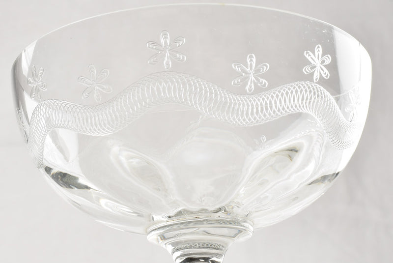 Sophisticated engraved champagne glass collection