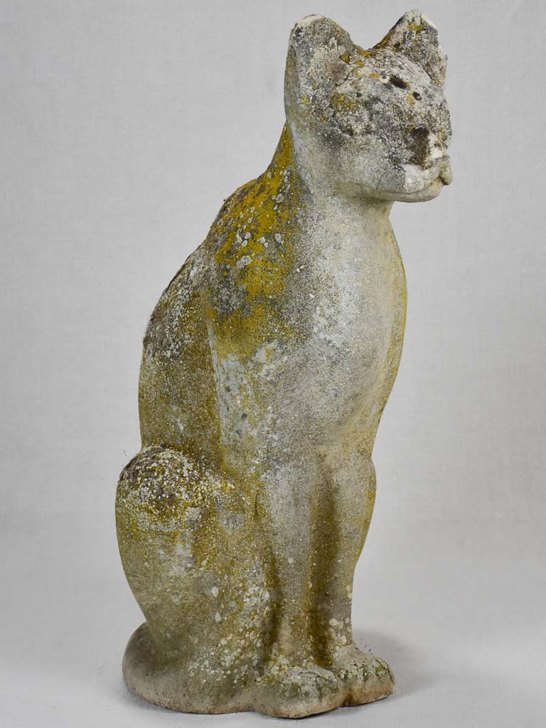 Large cement sculpture of a cat - 1960s. 22"