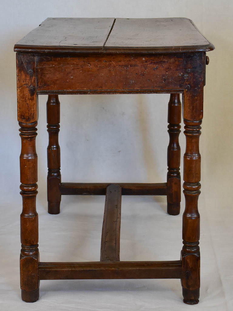Louis XIII walnut side table with drawer and heart motif