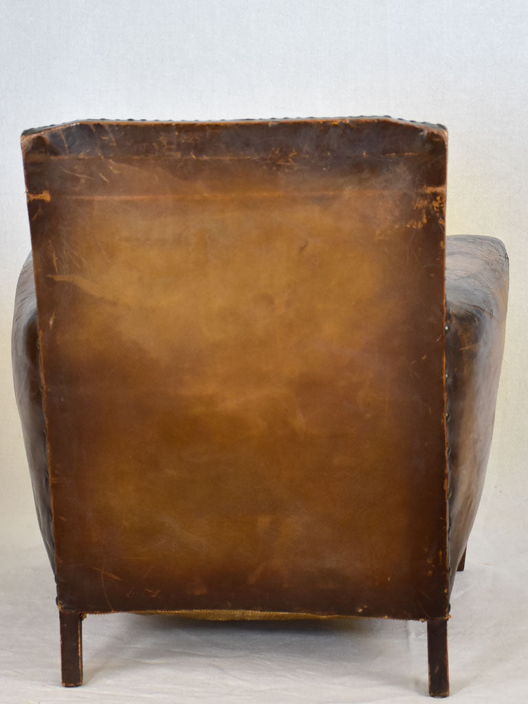 Early 20th Century French leather club chair