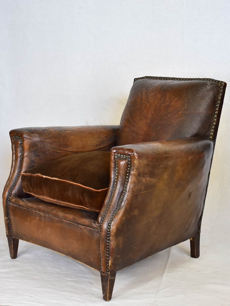 Early 20th Century French leather club chair