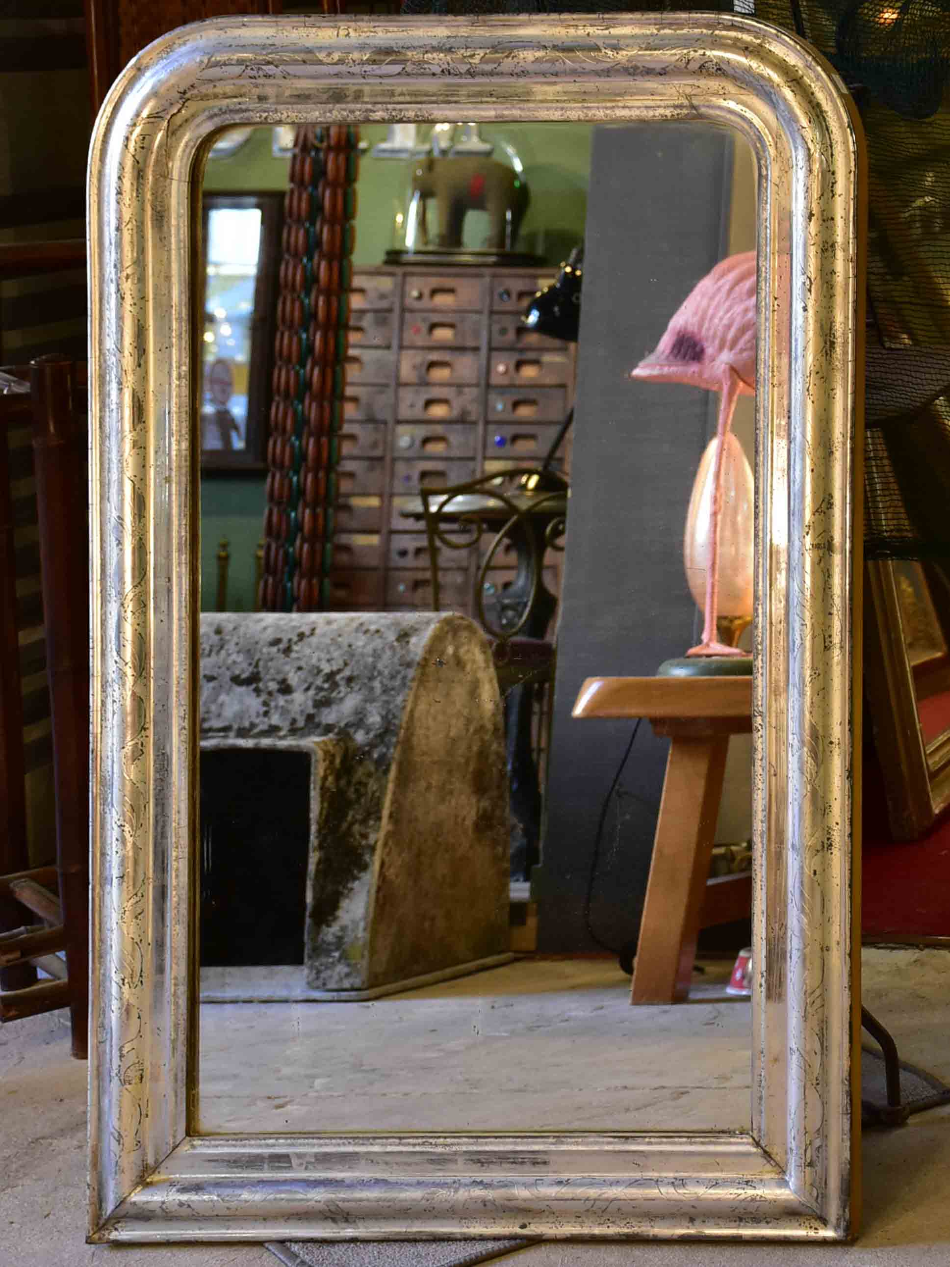 Large silver leaf Louis Philippe mirror