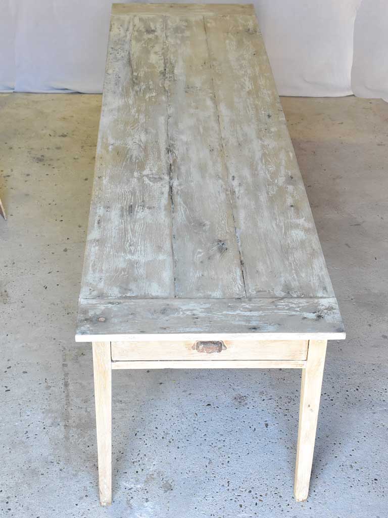 Early 20th Century French oak farmhouse table with two drawers and tapered legs 115¾" x 30¾"