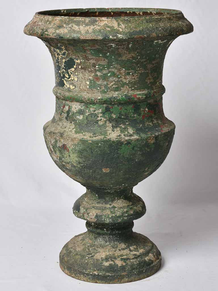 Large cast iron Medici urn with green patina 30"