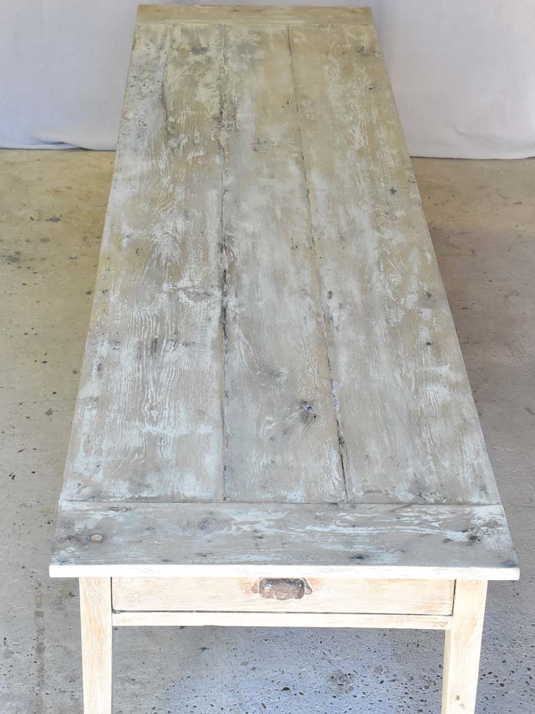 Early 20th Century French oak farmhouse table with two drawers and tapered legs 115¾" x 30¾"